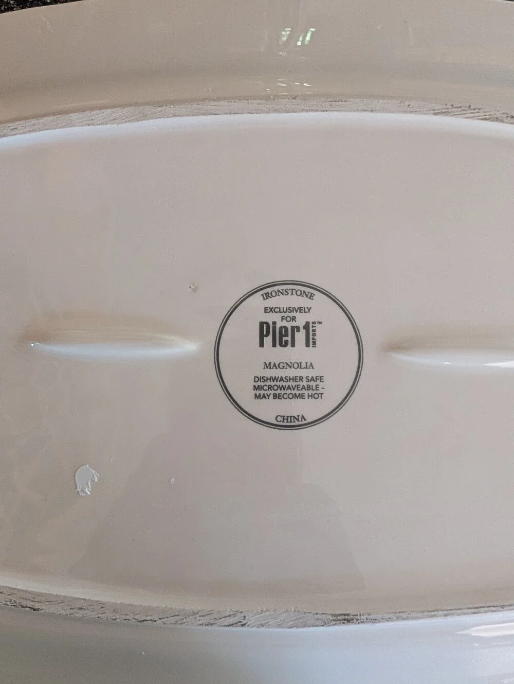 Pier 1  Imports 16” Rectangular Magnolia Ceramic Serving Platter